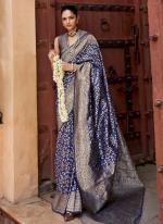 Banarasi Silk Blue Traditional Wear Weaving  Saree